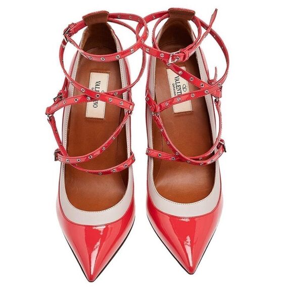 VALENTINO GARAVANI Patent Love Latch 100mm Pumps Deep Coral Poudre - Picture 2 of 7